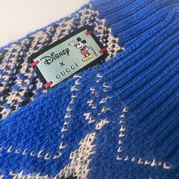 NEW Gucci Mickey Mouse Wool Scarf Blue - Picture 7 of 7